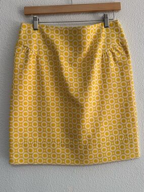 Yellow Circular-Print Pencil Skirt